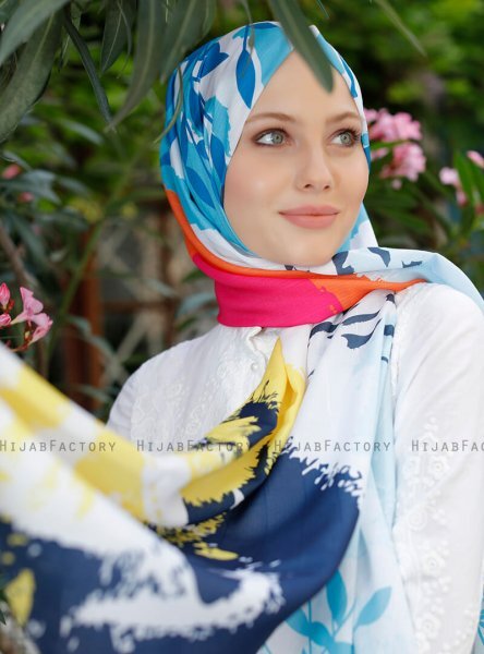 Yumna - Turkis Mønstret Hijab