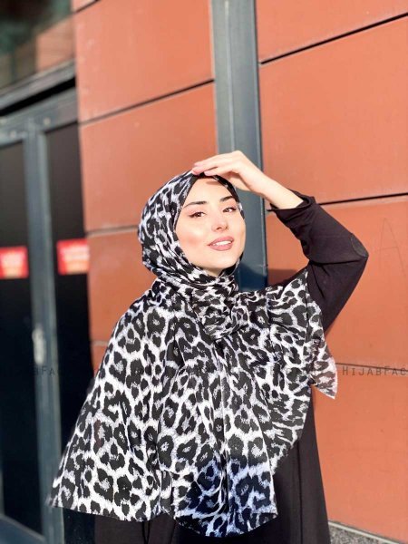 Soda - Svart Mønstret Bomull Hijab - Mirach