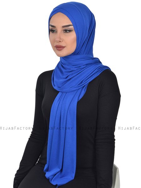 Sofia - Blå Praktisk Bumull Hijab