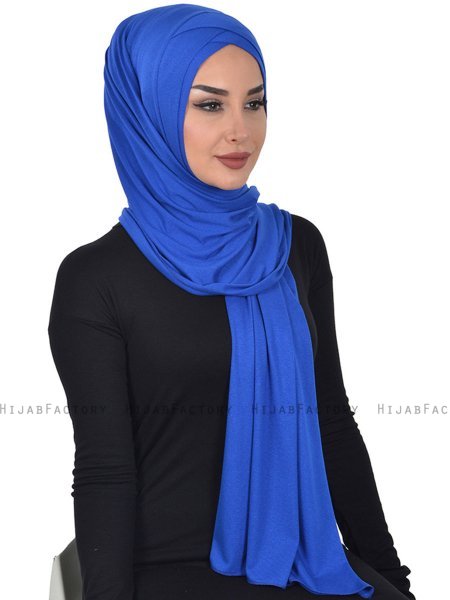 Sofia - Blå Praktisk Bumull Hijab