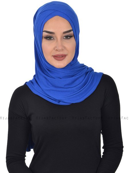 Sofia - Blå Praktisk Bumull Hijab