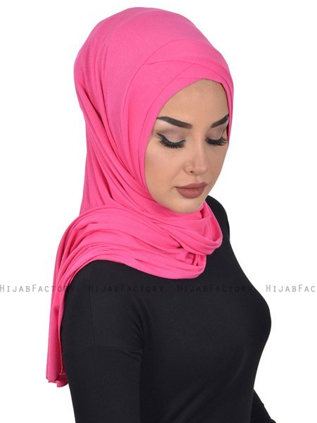 Sofia - Fuchsia Praktisk Bumull Hijab