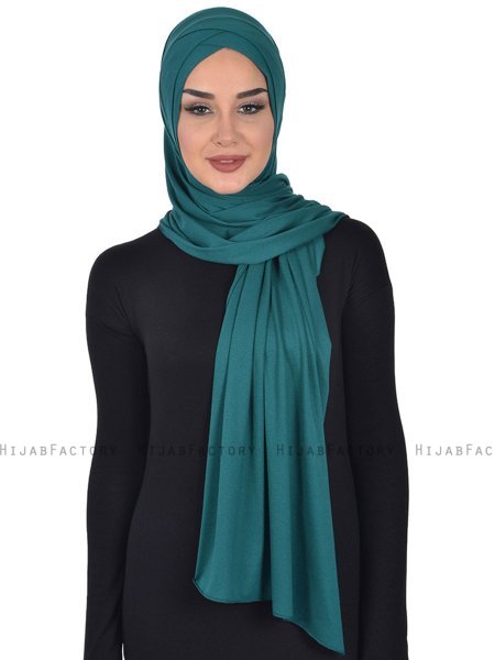 Sofia - Mørk Grønn Praktisk Bumull Hijab