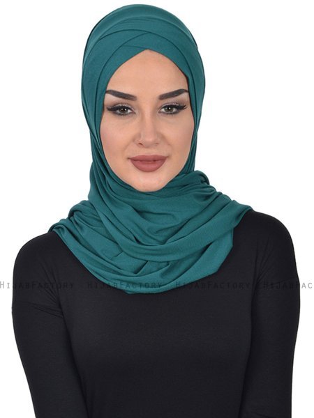 Sofia - Mørk Grønn Praktisk Bumull Hijab
