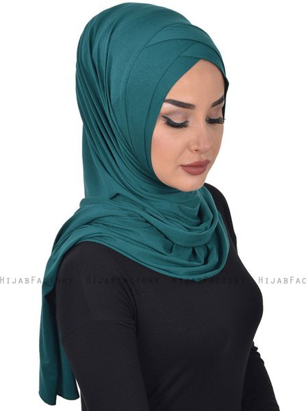 Sofia - Mørk Grønn Praktisk Bumull Hijab