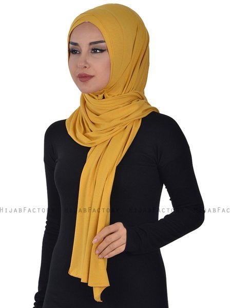 Sofia - Sennepsgul Praktisk Bumull Hijab