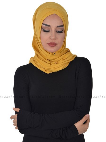 Sofia - Sennepsgul Praktisk Bumull Hijab