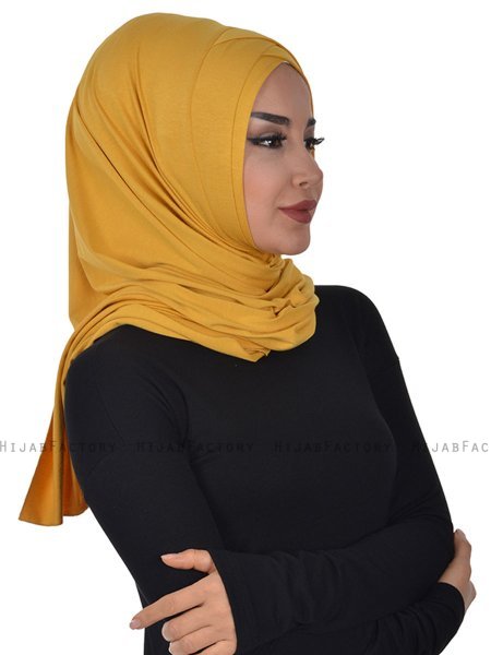 Sofia - Sennepsgul Praktisk Bumull Hijab