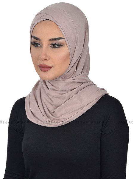Sofia - Taupe Praktisk Bumull Hijab