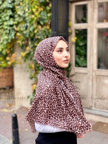 Suha - Brun Leopard Mønstret Bomull Hijab