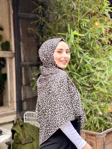 Suha - Khaki Leopard Mønstret Bomull Hijab