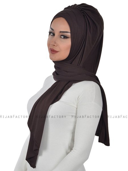 Tamara - Brun Praktisk Bumull Hijab
