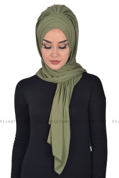 Tamara - Khaki Praktisk Bumull Hijab
