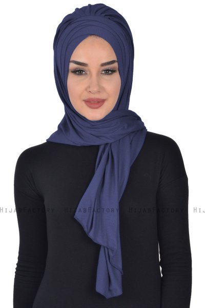 Tamara - Marineblå Praktisk Bumull Hijab