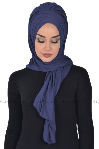 Tamara - Marineblå Praktisk Bumull Hijab