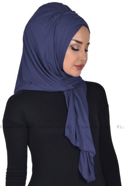 Tamara - Marineblå Praktisk Bumull Hijab