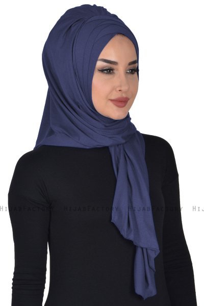 Tamara - Marineblå Praktisk Bumull Hijab