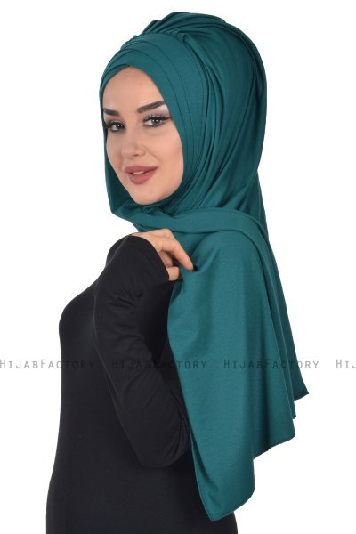 Tamara - Mørk Grønn Praktisk Bumull Hijab