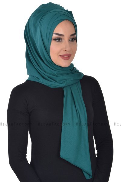Tamara - Mørk Grønn Praktisk Bumull Hijab