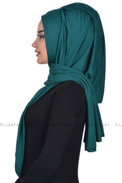 Tamara - Mørk Grønn Praktisk Bumull Hijab