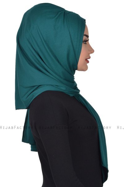 Tamara - Mørk Grønn Praktisk Bumull Hijab