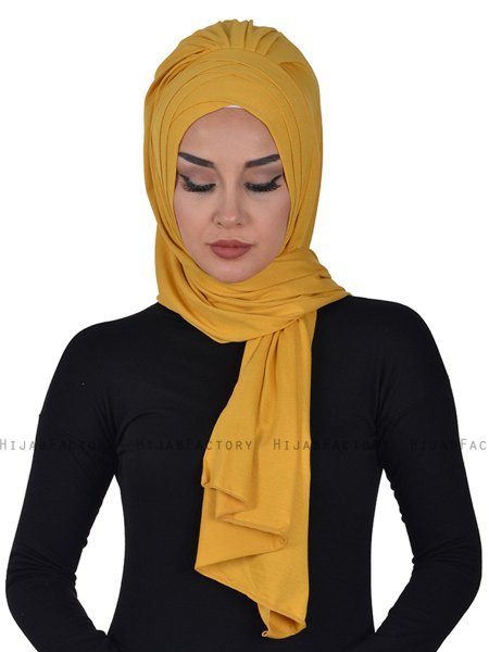 Tamara - Sennepsgul Praktisk Bumull Hijab