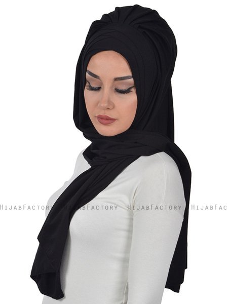 Tamara - Svart Praktisk Bumull Hijab