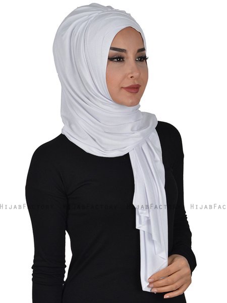 Tamara - Hvit Praktisk Bumull Hijab