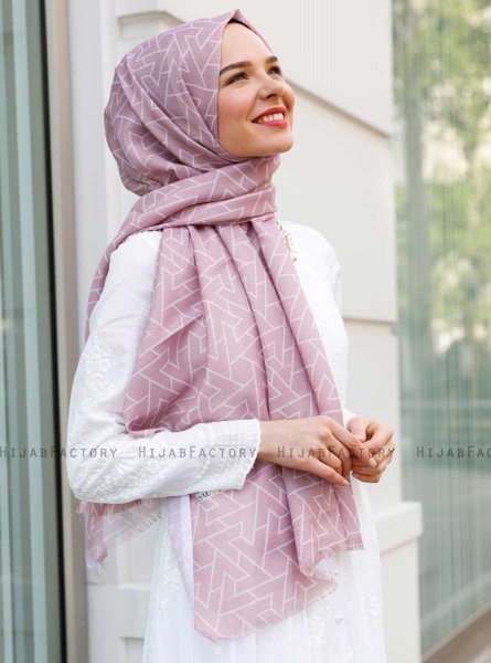 Tharaa - Rosa Mønstret Hijab - Sal Evi