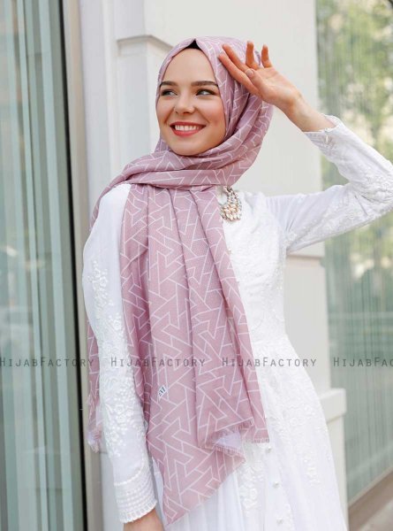 Tharaa - Rosa Mønstret Hijab - Sal Evi