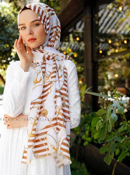 Ulima - Brun Mønstret Hijab - Sal Evi
