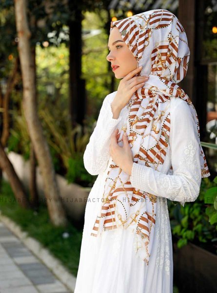 Ulima - Brun Mønstret Hijab - Sal Evi
