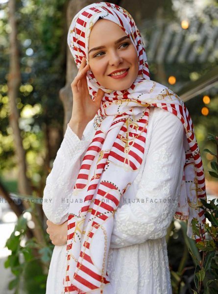 Ulima - Rød Mønstret Hijab - Sal Evi