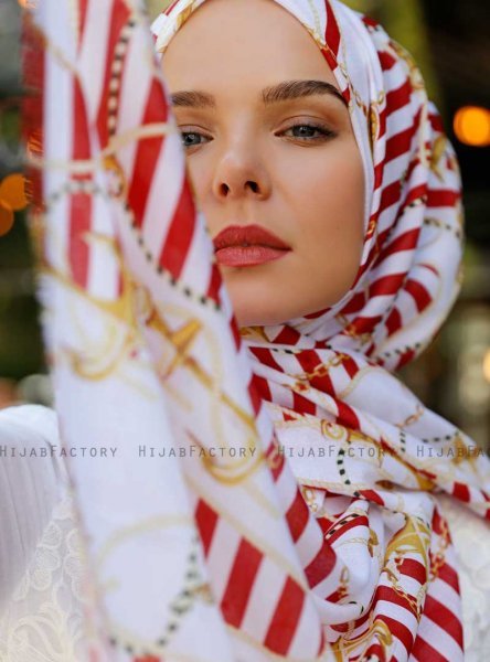 Ulima - Rød Mønstret Hijab - Sal Evi
