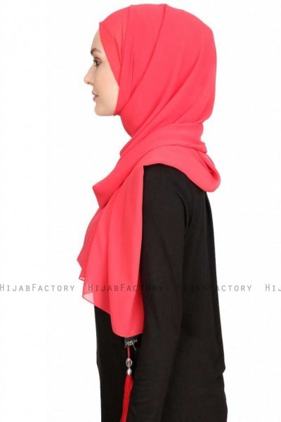 Vahide Hallonröd Crepe Chiffon Hijab 4A1841c