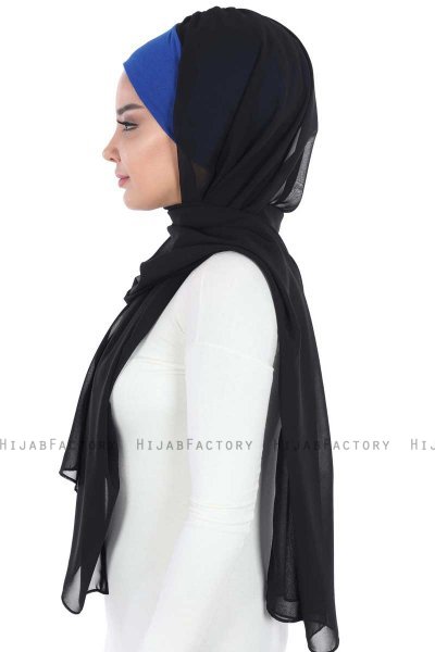 Vera - Blå & Svart Praktisk Chiffon Hijab