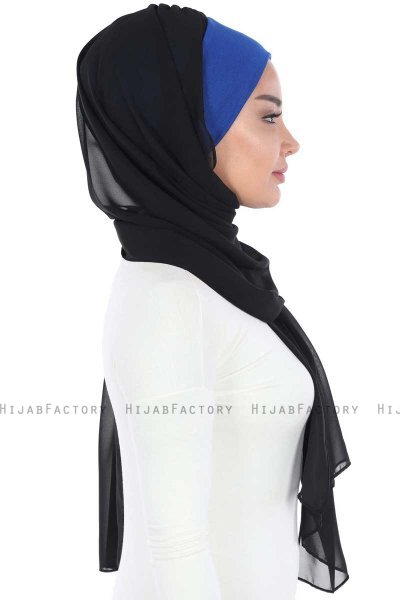 Vera - Blå & Svart Praktisk Chiffon Hijab