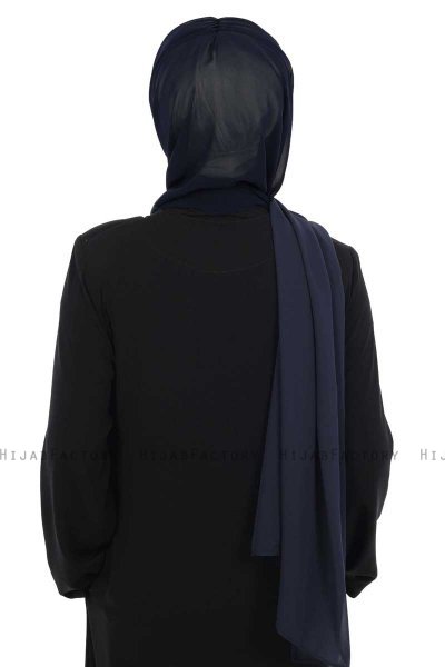 Vera - Creme & Marineblå Praktisk Chiffon Hijab
