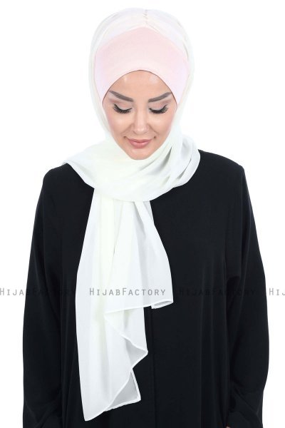 Vera - Gammelrosa & Creme Praktisk Chiffon Hijab