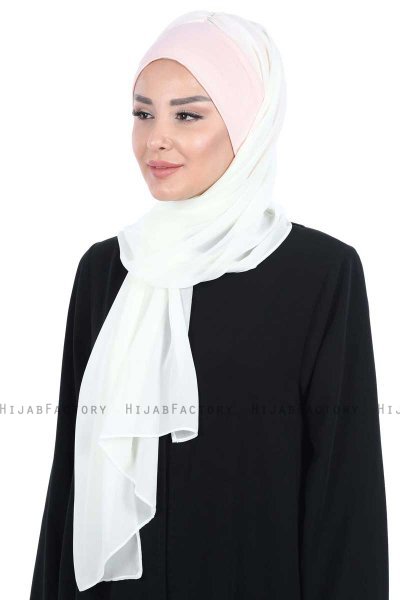 Vera - Gammelrosa & Creme Praktisk Chiffon Hijab