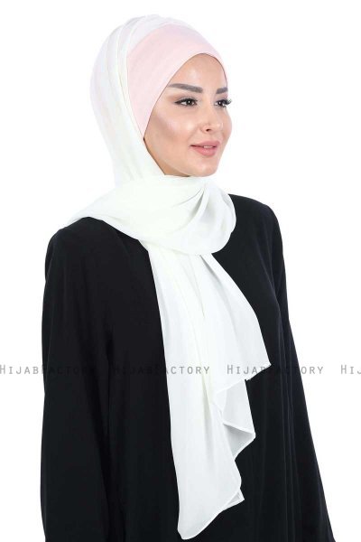 Vera - Gammelrosa & Creme Praktisk Chiffon Hijab