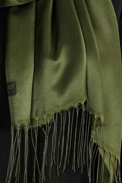 Verda Khaki Satin Hijab Sjal Madame Polo 130011-5