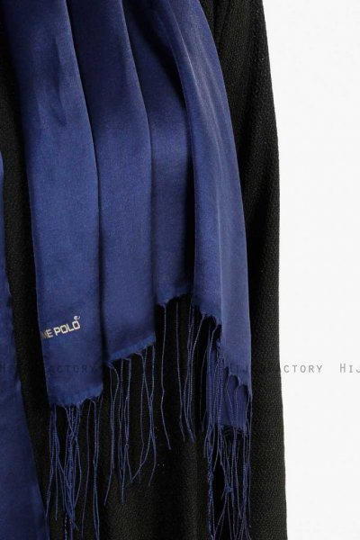 Verda Marinblå Satin Hijab Sjal Madame Polo 130013-5