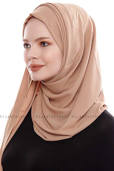 Yara - Camel Praktisk One Piece Crepe Hijab