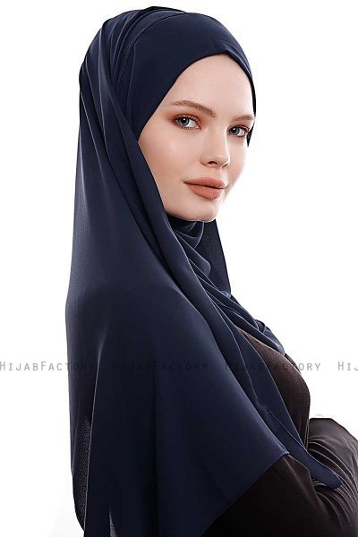 Yara - Marineblå Praktisk One Piece Crepe Hijab