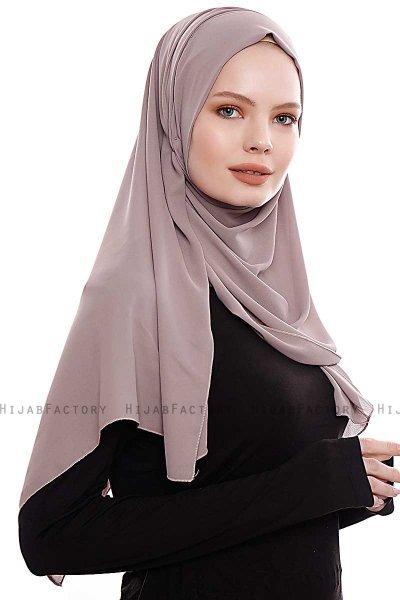 Yara - Mørk Taupe Praktisk One Piece Crepe Hijab
