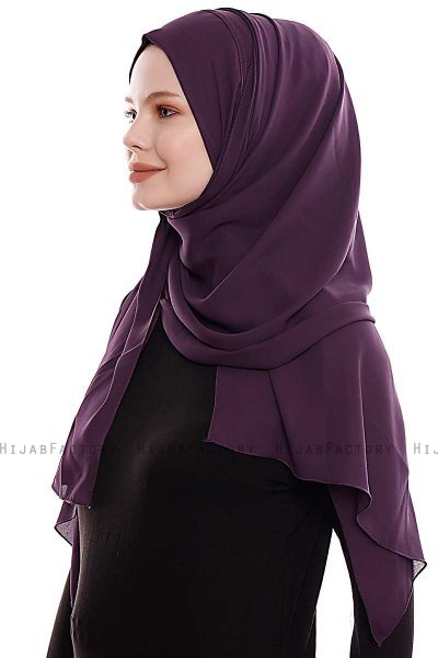 Yara - Mørk Lilla Praktisk One Piece Crepe Hijab