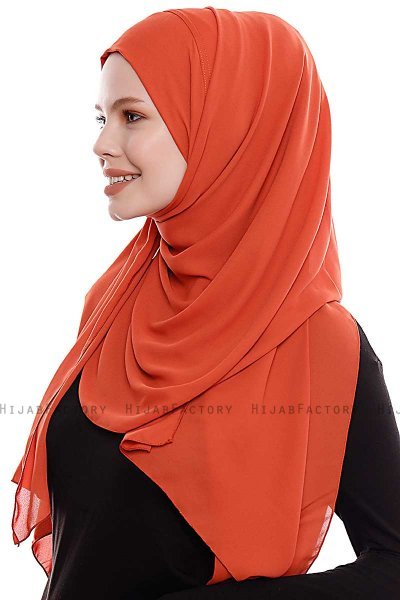 Yara - Mursteinsrød Praktisk One Piece Crepe Hijab
