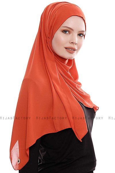 Yara - Mursteinsrød Praktisk One Piece Crepe Hijab