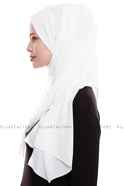 Yara - Hvit Praktisk One Piece Crepe Hijab